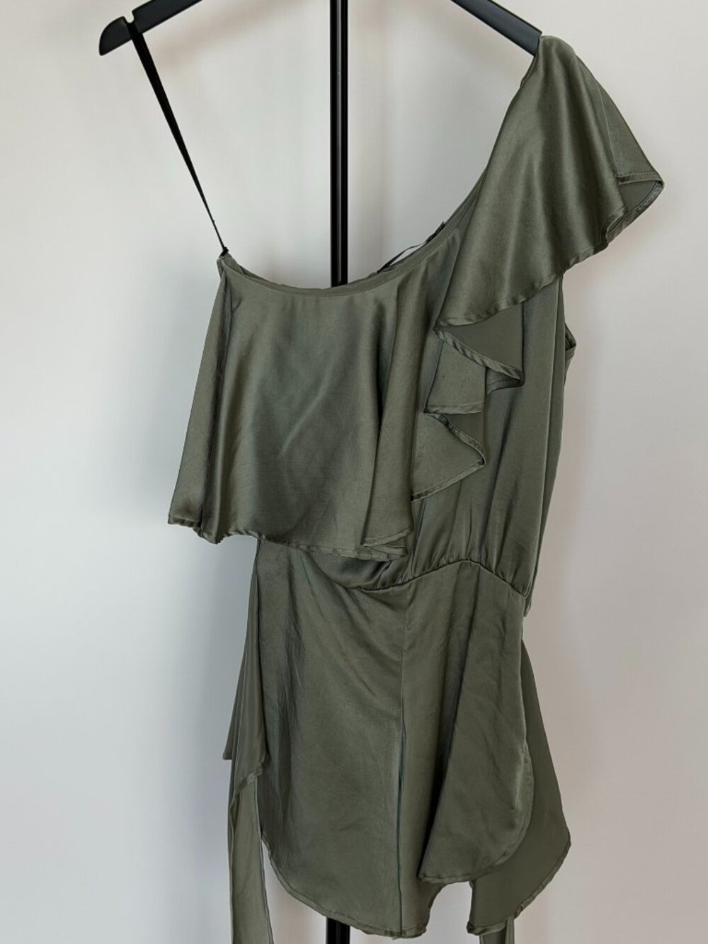 Olive Green Ruffle Romper - Picture 1 of 7